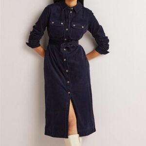 Boden navy blue corduroy shirt dress